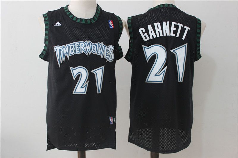 Men Minnesota Timberwolves #21 Garnett Black Adidas NBA Jerseys